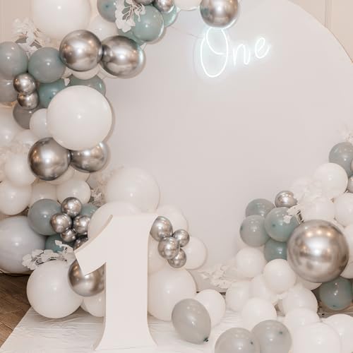 Image of RUBFAC Silver Balloons 129pcs Different Sizes 18 12 10 5 Inches Metallic Balloon Garland Arch Kit Disco Ball for Birthday Party Graduation Wedding Holiday Decoration