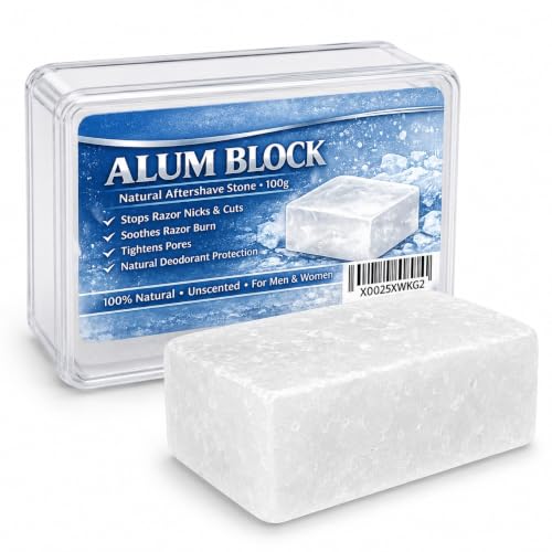 Alum Block Alum Stone Fitkari Natural Aftershave Soothing Solution for Shaving Razor Nicks Bumps & Skin Irritation- Unscented Deodorant and Antiperspirant for Lasting Protection from Body Odour 100gm