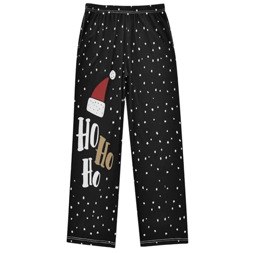 Boy's Pants Funny Christmas Hohoho Dot Black Jogger Pants Elastic Long Bottoms Trousers with Pockets 6-14 Years