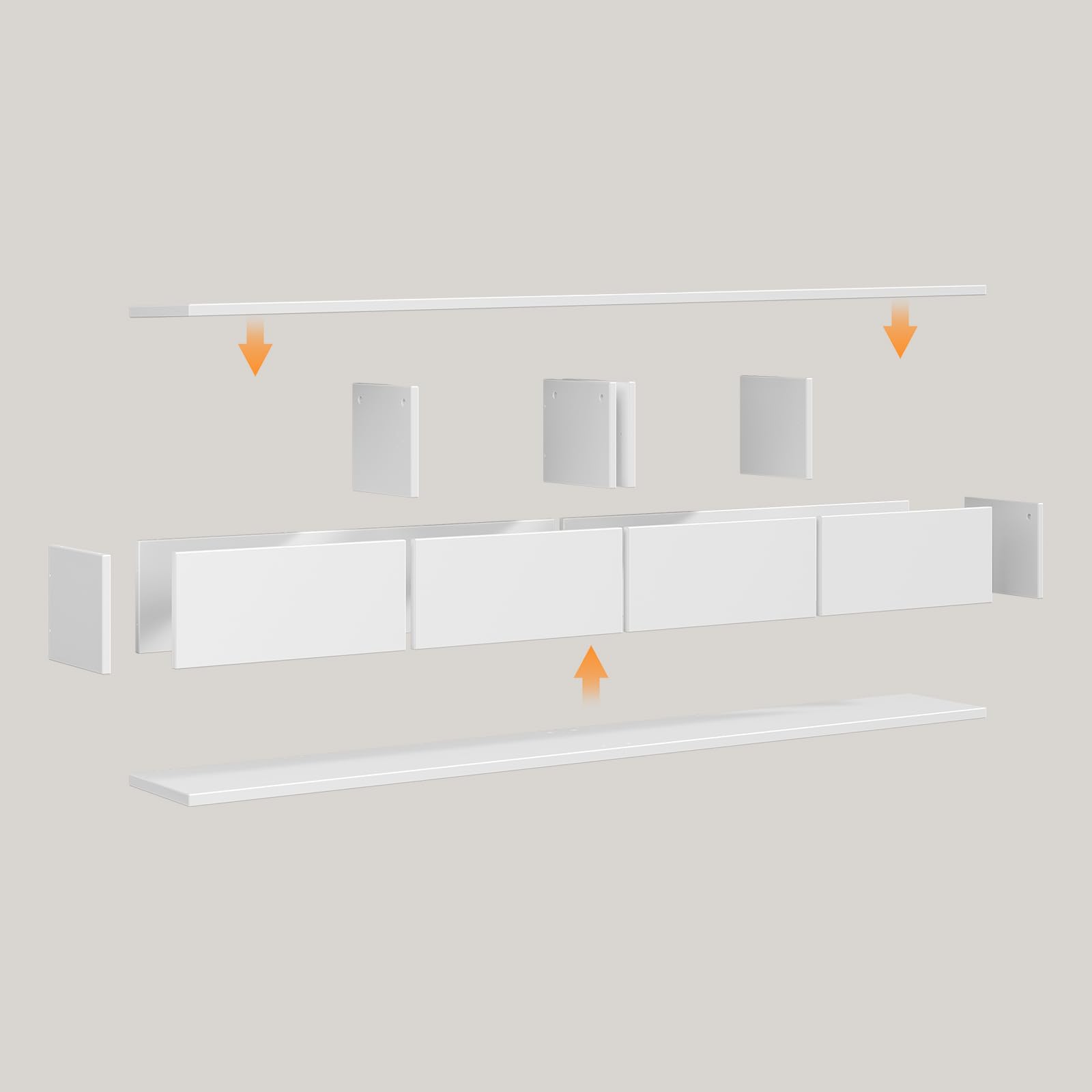 YATINEY Mueble para TV Suspendido con Tira de Luces LED, Soporte para TV Montado en Pared con Cuatro Puertas Abatibles, 180 x 24 x 22 cm, para Salón o Dormitorio, Blanco XDS23DWT