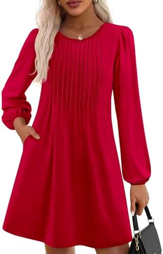 PRETTYGARDEN Fall Dresses for Women 2025 Long Sleeve Mini Short Flowy A Line Casual Holiday Party Tunic Dress Fashion Clothes