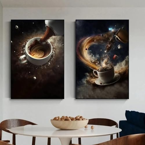 Affiches de galaxie avec impression sur toile de peinture murale pour cuisine et café 60x80