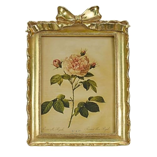 Desklens 5x7 Vintage Photo Frame, Gold Antique Ornate Picture Frame