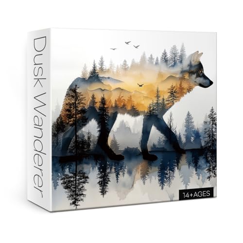Art Wolf Animal Puzzles for Adults 1000 Pieces Nature, Magic Sunset Landscape Forest Aesthetic Wildlife Jigsaw Puzzles, Impossible Hard Challenging...
