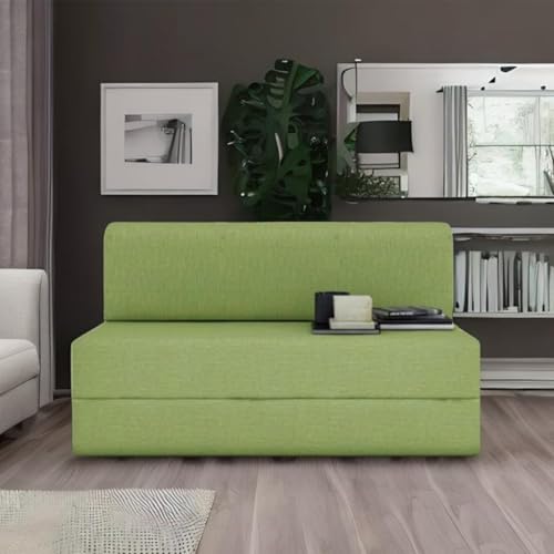 Image of Screw & Art 4 * 6 ft Convertible Folding Sofa Bed ? Memory Foam Sleeper Modern Linen Fabric Floor Couch, Pre-Assembled with Living Room, Dorm, Guest Room, Home Office & Loft 2 Setar Sofa (Green)