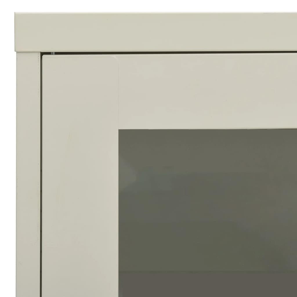 Büroschrank Hellgrau 90x40x70 cm aus robustem Stahl, abschließbar, mit gehärtetem Glas, ideal für Akten und Büroorganisation, praktisches Storage Cabinet