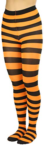 Image of ToBeInStyle Women's Wide Horizontal Contrast Stripe Tights Opaque Hosiery