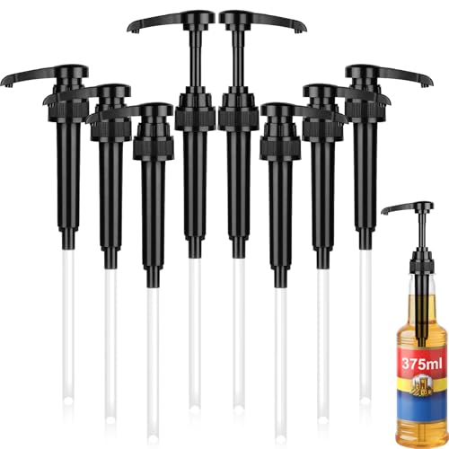 Image of Zopeal 8 Pieces Coffee Syrup Pump Dispenser Fits 375ml /12.7oz Bottles, Syrup Pump for Coffee Flavoring, Creamers, Caramel, Beverages, Kitchen Cafe Bar Drinking Mixes Food Dispenser(Black)
