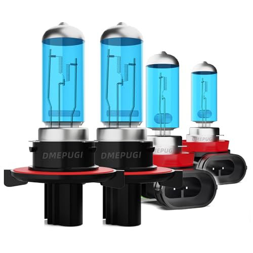 Image of Light Bulbs Compatible With Mitsubishi Eclipse 2006 2007, Halogen Headlight 9008 /H13 High Low Beam H8 /H11 Fog Light, Plug n Play, 6000K White, 4-Pack