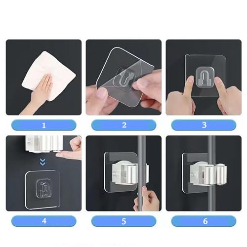 Wagoodter 2 Stück Besenhalterung Wand, Wandhalterung Besen Besenhalter Selbstkleben Mop, Geeignet für Küche, Bad, Garten (A)