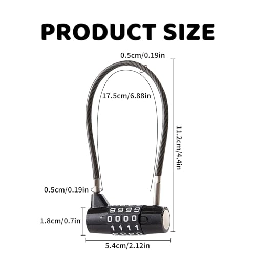 Candado Taquilla,Numerico Combinacion,Gimnasio Candados,Bicicleta Cadeados Cacifos,Pequeño Seguridad,Para Casco de Moto,Numeros,Cable Acero Con 4 Dígitos,Números,Cuerda Alambre,Impermeable Y Antirrobo - imagen 2