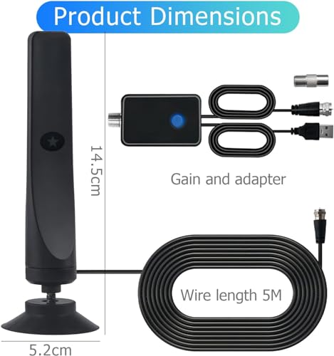 Digital Antenna for Smart TV, 2024 Upgraded Outdoor/Indoor HD Digital Portable TV Antenna with Signal Booster Long 450+ Miles Range Support All TV with 4K 1080p Antenna para TV-16.4ft Coaxial