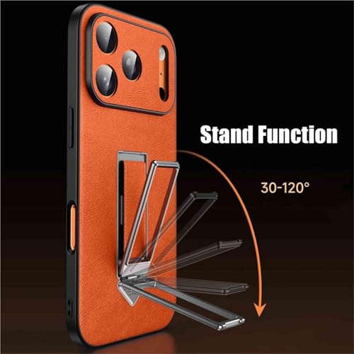 Coque en cuir orange pour iPhone 17 Pro étui chic avec dragonne - 6