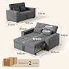 Xbro Divano Letto 2 Posti in Lino, Letto Esteso 175x116 cm, Convertibile 3 in 1 con 2 Cuscini e Tasche Laterali, Compatto Salvaspazio per Soggiorno e Camera Ospiti, 156x74x84 cm, Grigio Scuro #2