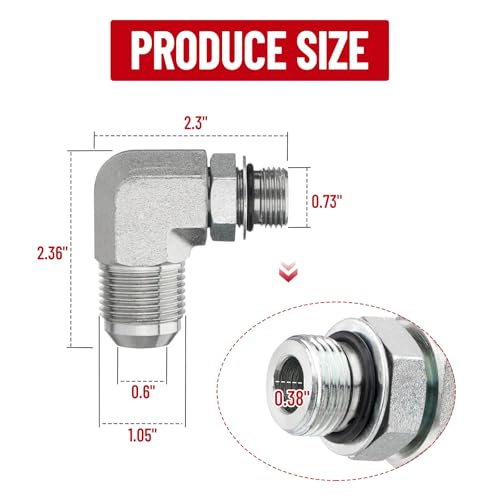 Image of 5 Pack 90 Degree Elbow Hydraulic Adapter Fittings: 3 /4 inch JIC 37 Male x #8 SAE /ORB Male, Hydraulic Hose End Connectors with Protection Cover - 6801-12-08