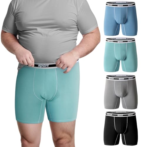 Men Big and Tall Underwear Boxer Briefs - Breathable Moisture Wicking Long Leg Underwear 2XL 3XL 4XL 5XL 6XL