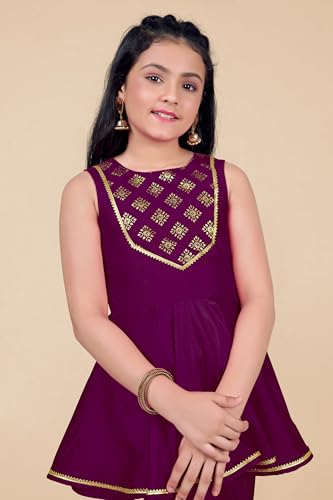 Image of Fashion Dream Girls Cotton Blend Printed Salwar Suit Set|Kids Kurta & Dhoti|Ethnic Wear|Sharara Set