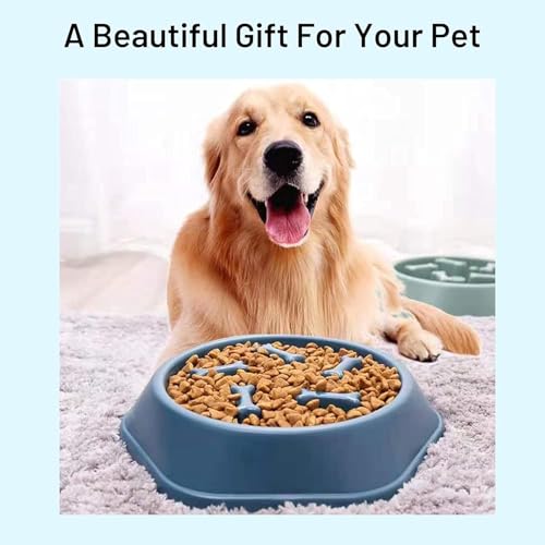 Image of Durable Slow Feeder Bowl for Dog| Anti-Choke Non-Slip Pet Feeding Base and Easy to Clean| Dish Promotes Healthy Eating| Reduces Bloating and Digestive Issues|Interactive Maze Design (Blue)