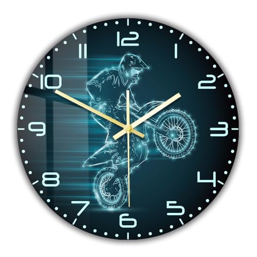 Geek Alerts Motocross Wall Clock 12" Acrylic Silent Battery