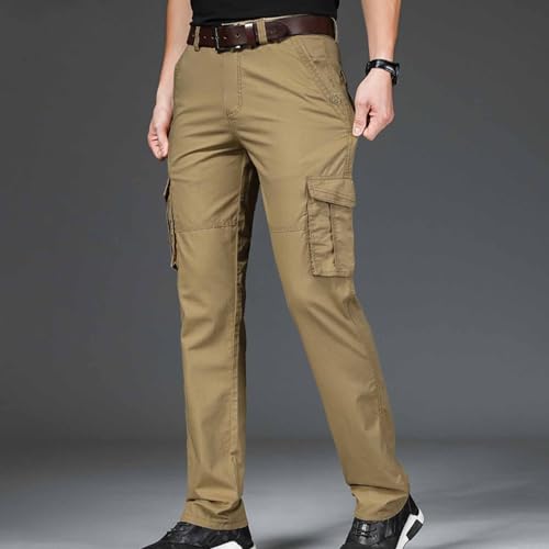 Men's Overalls Lightweight Work Pants Slim Fit Travel Cotton Casual Straight Leg Pants with Pockets2