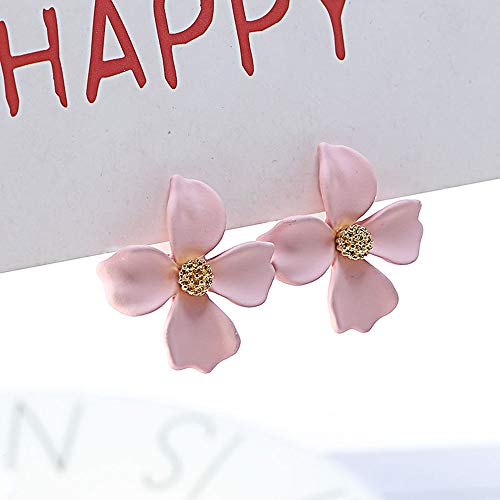 Grace Jun Enamel Paint Clover Leaf Clip On Earrings No Pierced For Women Party Wedding Charm Ear Clip (Pink) #TOP2