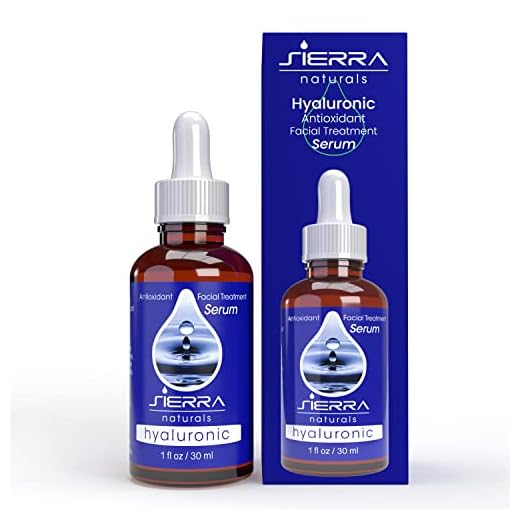 Sierra Naturals Hyaluronic Acid Serum for Face, Ultra Hydrating Lift Serum, Anti Aging & Anti Wrinkle, Skin Firming & Plumping, Boosts Collagen & Elastin with Vitamin C, E & Green Tea, 1oz