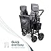WONDERFOLD W4 Original Stroller Wagon (4 Seater) - Wagon Stroller with 5-Point Harnesses, Easy Access Zipper Door, and Removable Sun Canopy - Safety Certified, Gray