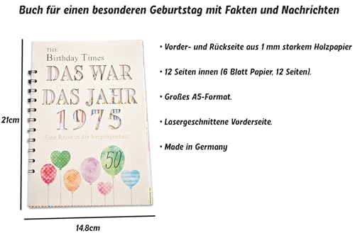 the lazy panda card company Das Jahr, das 1975 war - Karte Buch zum 50. Geburtstag mit Details zum Geburtsjahr Geburtstagskarte (-1975)