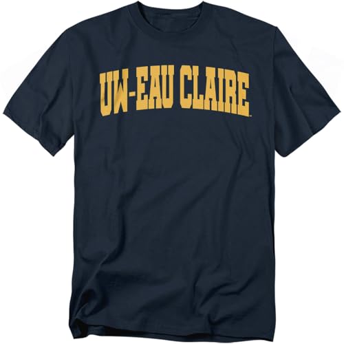 LOGOVISION University of Wisconsin-Eau Claire School Name Arch Unisex Adult T Shirt, Navy, Small