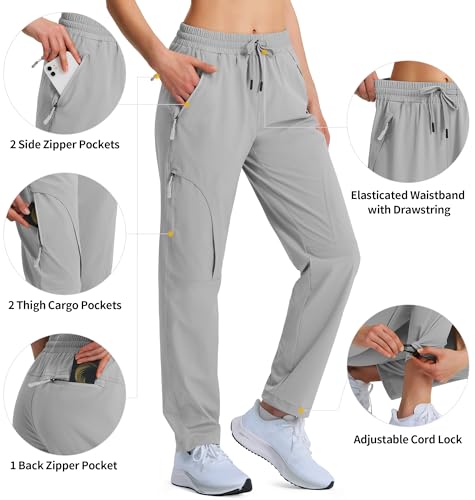 Women's Hiking Pants Quick Dry Lightweight Cargo Pants UPF 50 Water Resistant Zipper Pockets for Golf Travel Work Camping - Image 5
