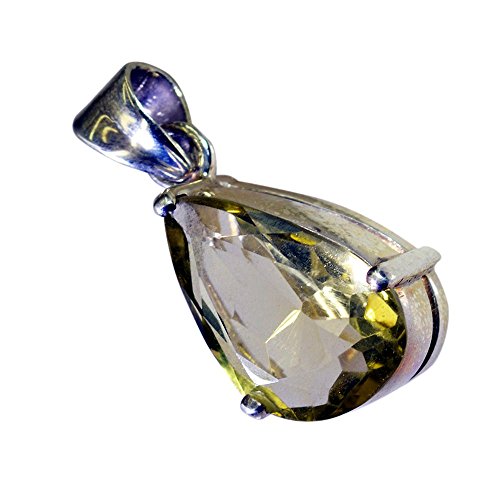 Pendentif quartz citron argent sterling femme taille poire fait main