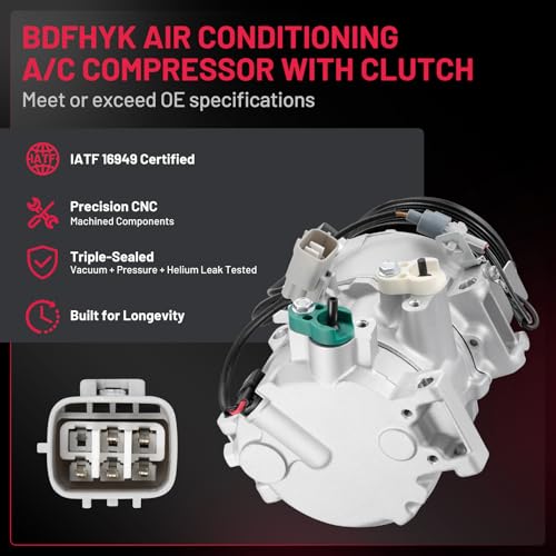 BDFHYK 158336 Air Conditioning A/C Compressor with Clutch Compatible with Lexus RX350 V6 3.5L 2007 2008 2009