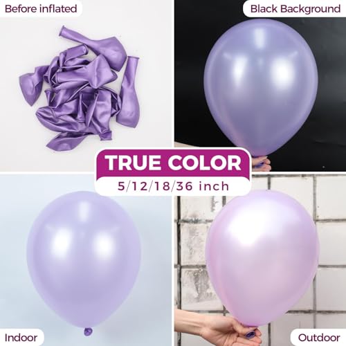 Image of Bezente Dusty Purple Latex Party Balloons - 100 Pack 12 inch Round Helium Lavender Lilac Boho Neutral Balloons for Wedding Anniversary Engagement Cat Tornado Theme Birthday Party Decorations