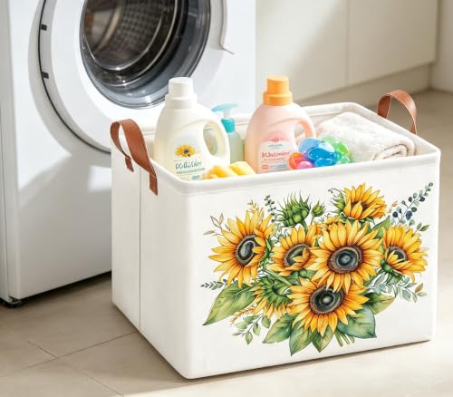 Image of Rectangle Storage Bin,Gift Basket,Room Decor(New Sunflower)