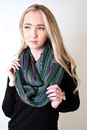 Anika Dali Women's Shimmer Sparkle Infinity Scarf- Festival Boho Bliss Fashion Scarf (Festive Emerald Green) #TOP1