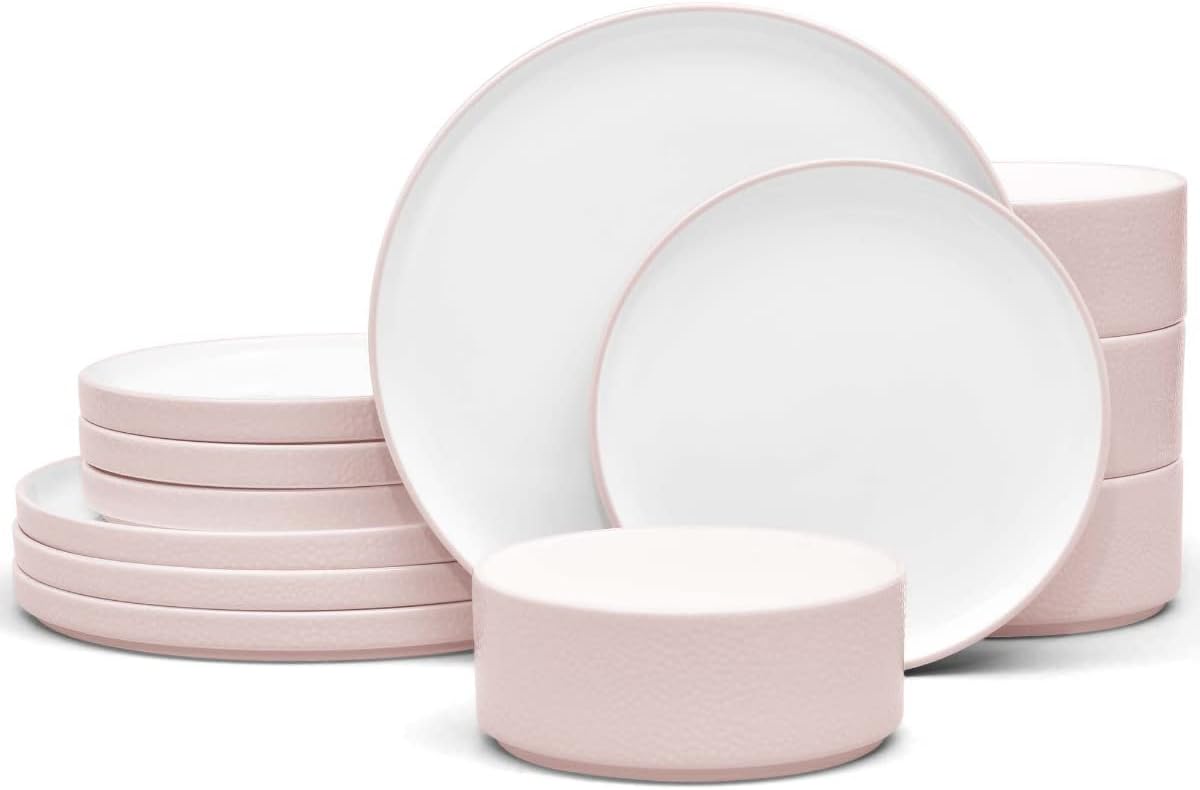 Noritake ColorTex Stone Blush 12-Piece Dinnerware Set, Service for 4