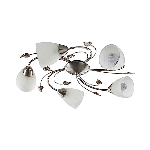 Lindby Deckenlampe Florentiner Stil, Glas Metall Deckenleuchte 5x E14 max....