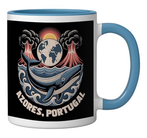 Taza de cerámica souvenir Azores Portugal azul/blanco miniatura 2