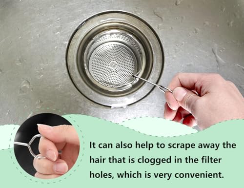 AOYEGIC 6 Stück Abflussschlüssel Hebehaken,Edelstahl Bodenablauf Haken,Abfluss Schlüssel,Abflussrost Abzieher,DeInstallationschlüssel,für Küche Badezimmer Abflussgitter Duschrinne(Silber)