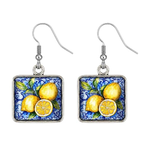 Lemon Earrings Orange Cute Fruit Earrings for Women Summer Lemon Dress Shirt Accessories Tropical Yellow Orange Fruit Earring Jewelry Accessories For Party Holiday Outfits Trendy Jewelry Gifts