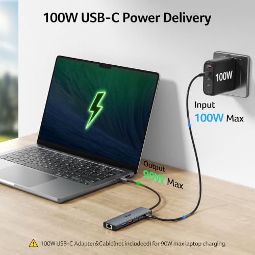 acer USB C Hub 10Gbps, 6-in-1 USB C to Ethernet Adapter for Laptop/PC - image 5