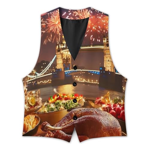 Thanks Giving In Tower Bridge Londo Trendy Vest Suit for Men V Neck Formal Dress Waistcoat Vests Business Slim Fit2