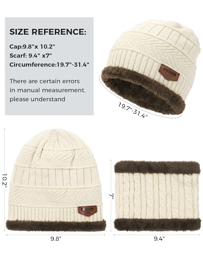 Image of Loritta Winter Hats for Men, 3 PCS Fleece Beanie Scarf Gloves Set