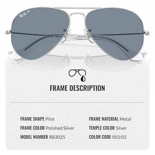 Image of Ray-Ban RB3025 CLASSIC AVIATOR POLARIZED Sunglasses for Men & Women with Official Eyewear Kit