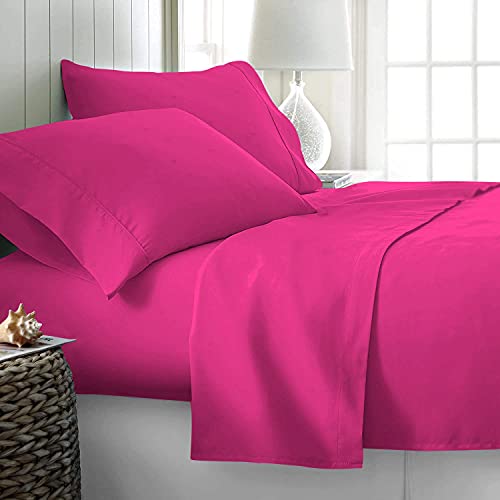 7 Piece Bed-In-A-Bag Comforter & Sheet Set 24" Deep Pocket, 100% Egyptian Cotton Oversized Super King Size, Hot Pink, Sets Include - 1Comforter, 1Flat Sheet,1Fitted Sheet, 2Pillowcase & 2Pillowsham #TOP2