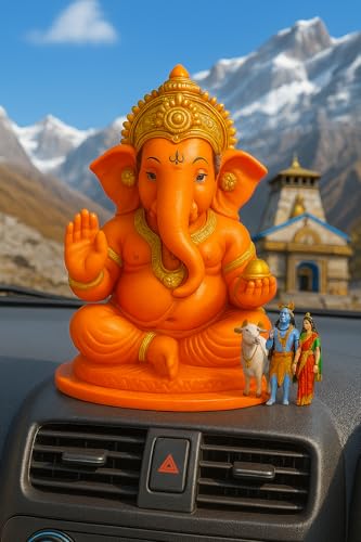 Image of ZYROO Ganesh Murti with Laxmi Charan Paduka | Ganpati Idol for Pooja Mandir, Home Temple & Office Decor | Spiritual Gift Set for Housewarming, Diwali & Festive Decoration