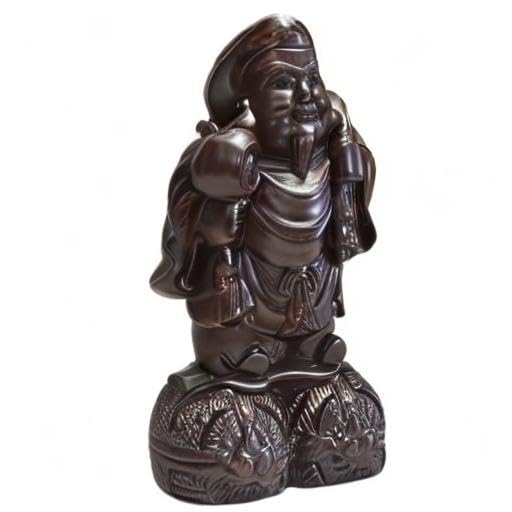 Amazon｜木彫り置物 開運 大黒天様像 木製仏像 黒檀 木彫り