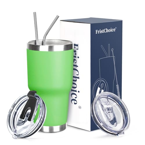 FristChoice 30oz Insulated Tumbler with Lid & Straw — Avocado Green