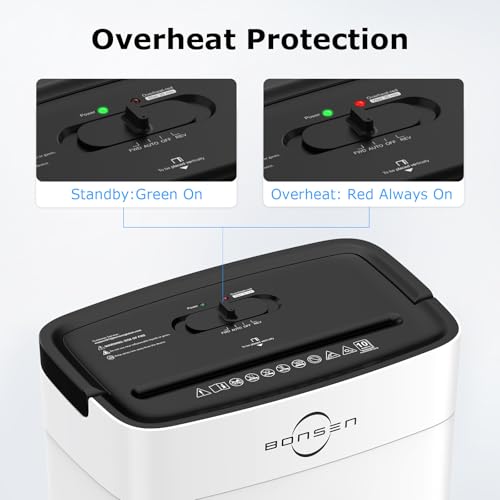 Image of Bonsen 10-Sheet Cross Cut Paper Shredder for Home Office, P-4, Portable Handle, 4 Gallons Bin, Paper and Credit Card Shredder, White (S3201-W New Version)
