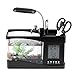 RR-YRF LED Mini Acquario, DC 5V USB Desktop Mini carro Armato di Pesci, con Display LCD, Supporto Multifunzionale Novel Penna, Decorazione Domestica,Nero